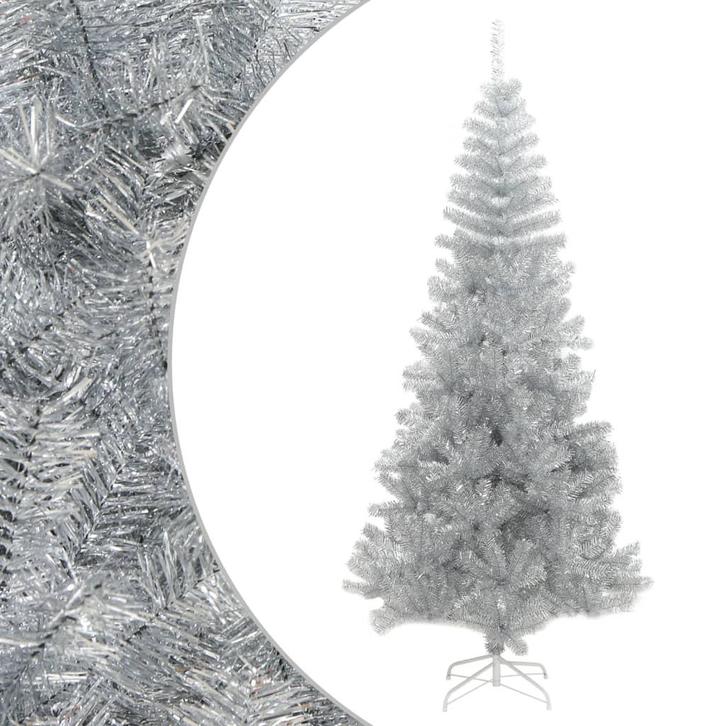 vidaXL Kunstkerstboom met standaard 240 cm PET zilverkleurig, Diversen, Kerst, Nieuw, Verzenden