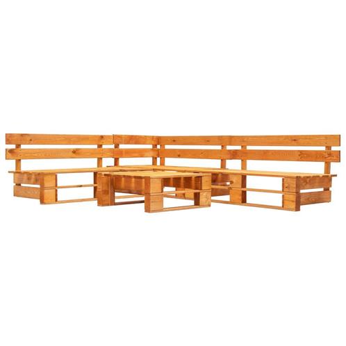 vidaXL 4-delige Loungeset pallet hout honingbruin, Jardin & Terrasse, Ensembles de jardin, Envoi