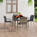 vidaXL Tuinstoelen 4 st met kussens poly rattan grijs, Tuin en Terras, Verzenden, Nieuw
