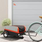 vidaXL Fietstrailer 45 kg ijzer zwart en oranje, Fietsen en Brommers, Fietsaccessoires | Aanhangwagens en Karren, Verzenden, Nieuw