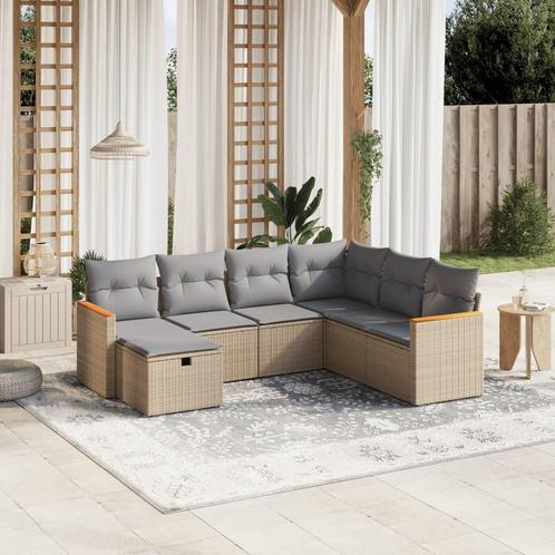 vidaXL Salon de jardin avec coussins 7pcs mélange beige, Jardin & Terrasse, Ensembles de jardin, Salons de jardin, Neuf, Envoi