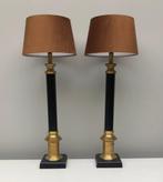 Tafellamp - Messing, Textiel - Twee grote schemerlampen