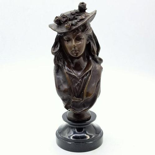 sculptuur, Dama - 2,3 kg - 22.5 cm - Brons, Marmer, Antiek en Kunst, Curiosa en Brocante