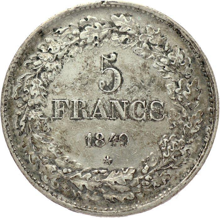 België. Leopold I. 5 Francs 1849 - pos. A, Postzegels en Munten, Munten | Nederland