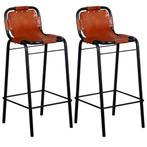 vidaXL Tabourets de bar lot de 2 cuir véritable, Maison & Meubles, Tabourets de bar, Verzenden, Neuf