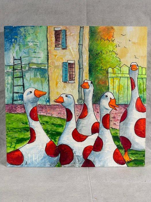 Andrea Bonacina (XX-XXI) - Countryside Pop, Antiek en Kunst, Kunst | Schilderijen | Klassiek