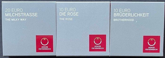 Oostenrijk. 10 Euro / 20 Euro 2021 (3 stuks) Proof (Zonder, Postzegels en Munten, Munten | Europa | Euromunten