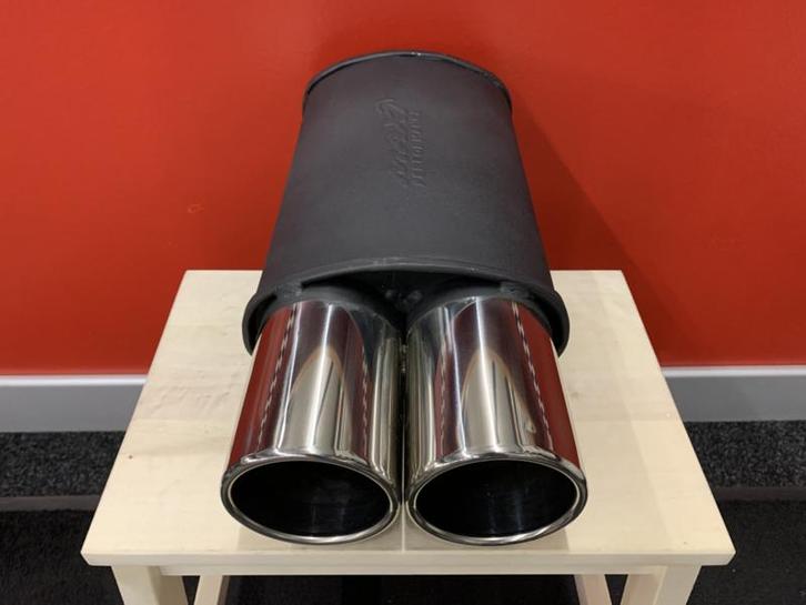 Einddemper universeel met dubbel 3,5 inch rvs eind tips, Auto-onderdelen, Uitlaatsystemen, Nieuw, Ophalen of Verzenden