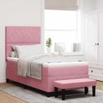 vidaXL Boxspring bed met matras Roze 100 x 200 cm Fluweel, Verzenden