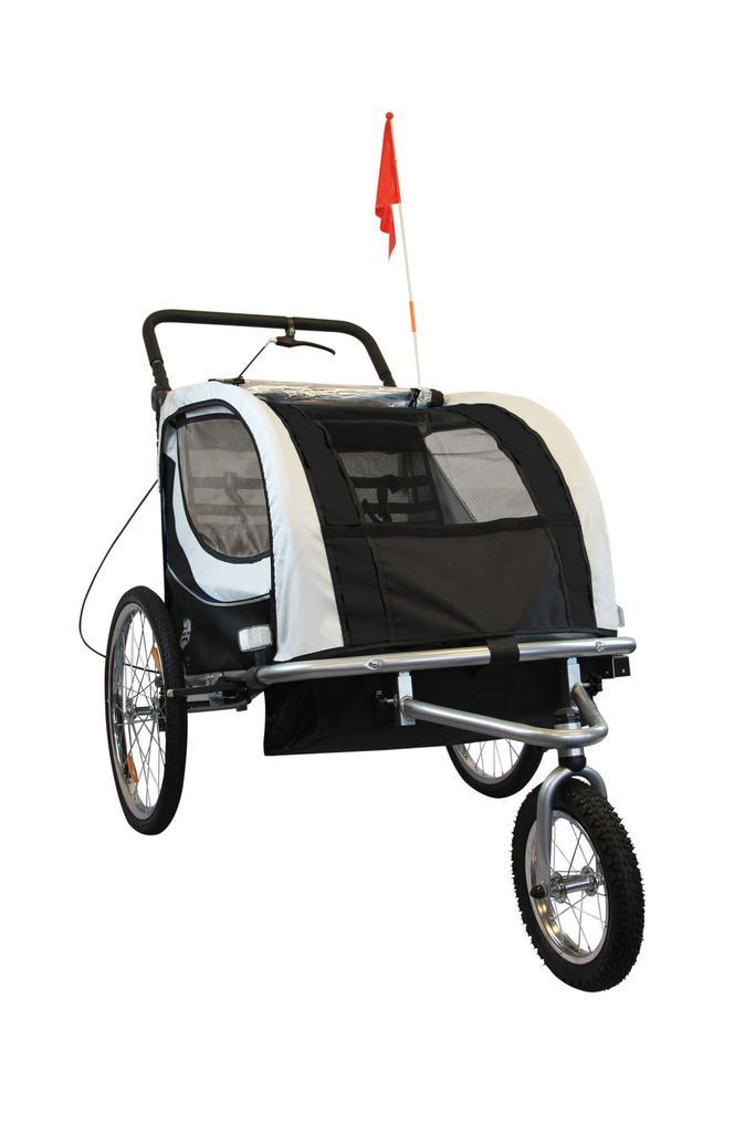 Fietskar kind - buggy - 2-zits - schokbreker - zwart wit, Fietsen en Brommers, Fietsaccessoires | Aanhangwagens en Karren, 20 tot 40 kg