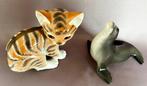 Lomonosov - Beeldje - Kitten en zeeleeuw (2) - Porselein, Antiek en Kunst