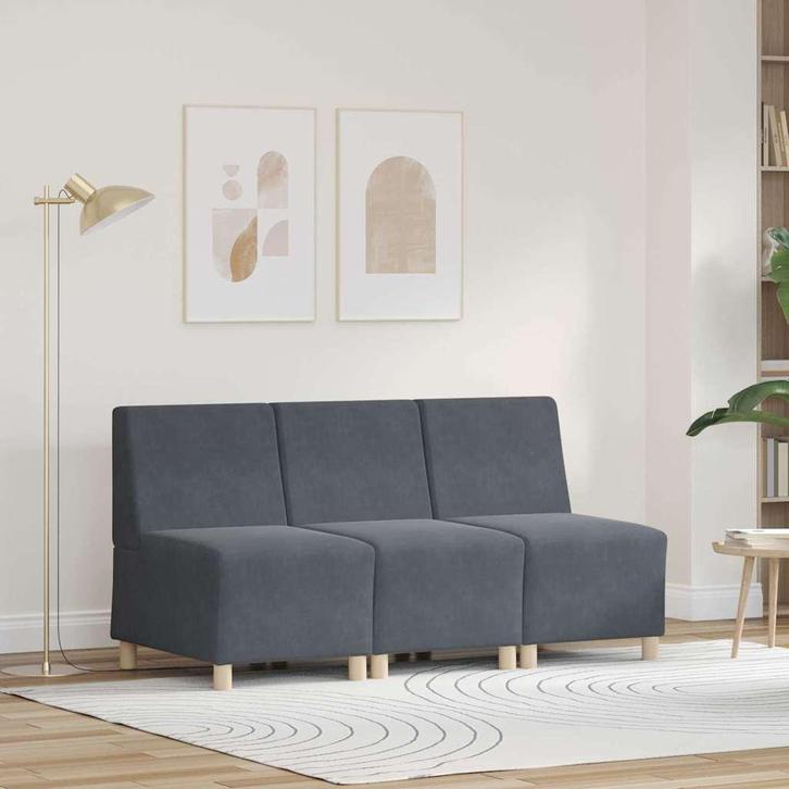 vidaXL Modulaire Sofa Eenheid Armless 3 pcs Donkergrijs, Huis en Inrichting, Zetels | Zetels, Nieuw, Verzenden