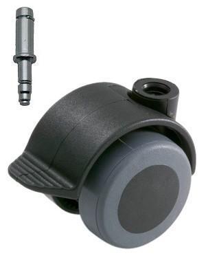 Meubelwiel zwart Zacht + Rem 40 mm Stift 10 mm, Doe-het-zelf en Bouw, Zwenkwielen, Nieuw