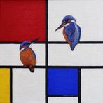 Jos Verheugen - Free after Mondrian, with Kingfishers (M798), Antiek en Kunst, Kunst | Schilderijen | Modern