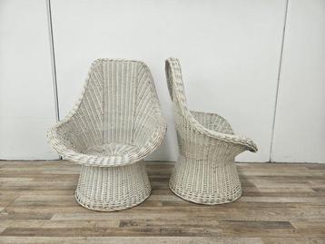 Fauteuil - Bambou - Paire de fauteuils en rotin des années