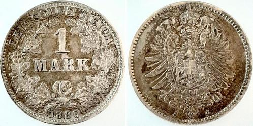 Duitsland 1 Mark 1880j ss/vz, ueberdurchschnittlich erhal..., Timbres & Monnaies, Monnaies | Europe | Monnaies non-euro, Envoi