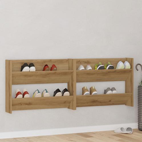 vidaXL Wand Schoenkasten 2 pcs artisanaal eikenkleurig 60 x, Huis en Inrichting, Kasten | Schoenenkasten, Nieuw, Verzenden