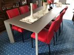 Set van 6 eetkamerstoelen - rood leer - Echt leer, Modern,, Huis en Inrichting, Stoelen, Overige kleuren, Nieuw, Leer, Ophalen of Verzenden