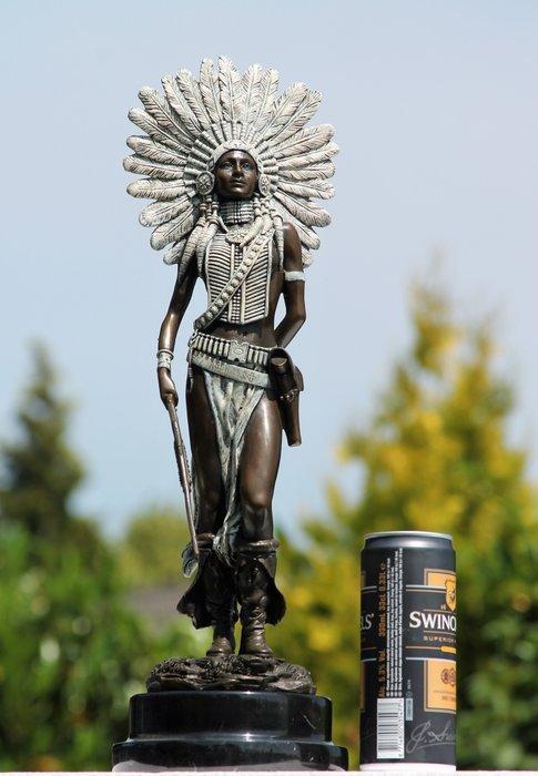 sculptuur, Indian gepatineerd brons - 46 mm - brons marmer, Antiek en Kunst, Curiosa en Brocante