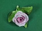Herend - Exquisite hand made pink flower - green leaves -