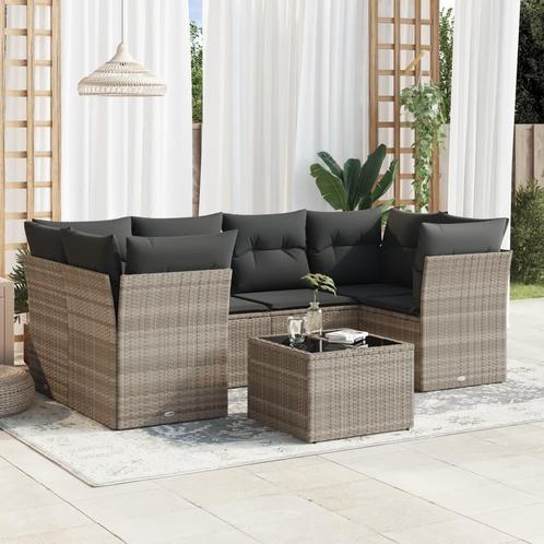 vidaXL Salon de jardin avec coussins 7 pcs gris clair, Jardin & Terrasse, Ensembles de jardin, Salons de jardin, Neuf, Envoi