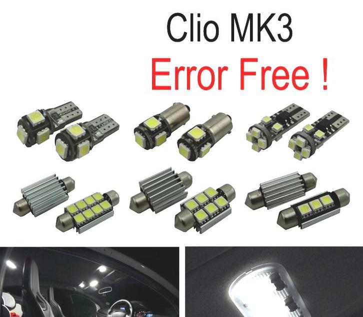Kit 15 Ampoules Led Intérieur Pour Renault Clio III Mk3 Gran, Auto-onderdelen, Verlichting, Verzenden