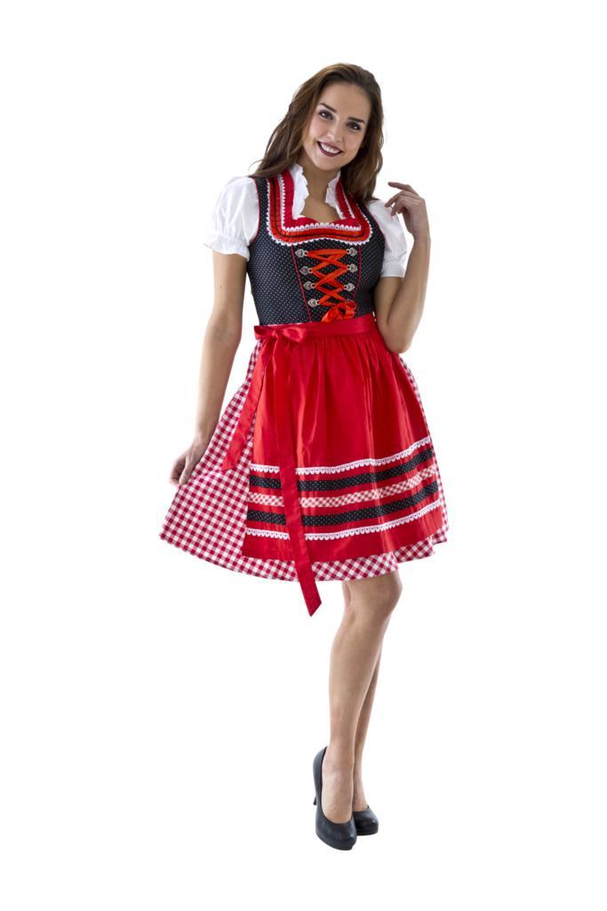 Dirndl zwart-wit stip, rood-wit geruit, Hobby en Vrije tijd, Feestartikelen, Nieuw, Verzenden
