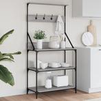 vidaXL Bakkersrek met haken 4-laags bewerkt hout grijs, Huis en Inrichting, Verzenden, Nieuw
