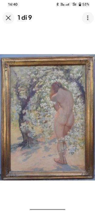 Romano Valori (1886-1918) - Nudo femminile in un giardino, Antiek en Kunst, Kunst | Schilderijen | Klassiek