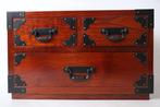 Traditionele Japanse houten mini Tansu-kist met ijzeren
