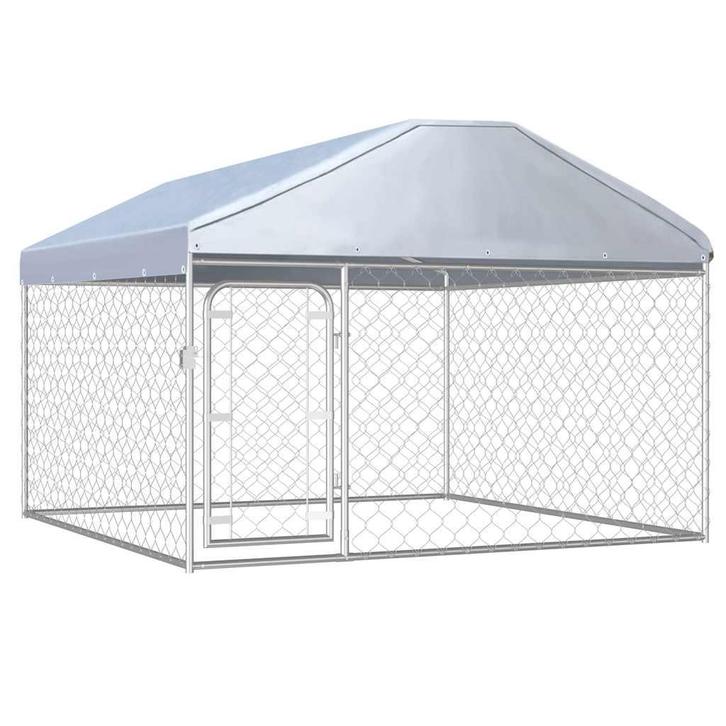 vidaXL Hondenkennel voor buiten met dak 200x200x135 cm, Dieren en Toebehoren, Hondenbenches, Nieuw, Verzenden