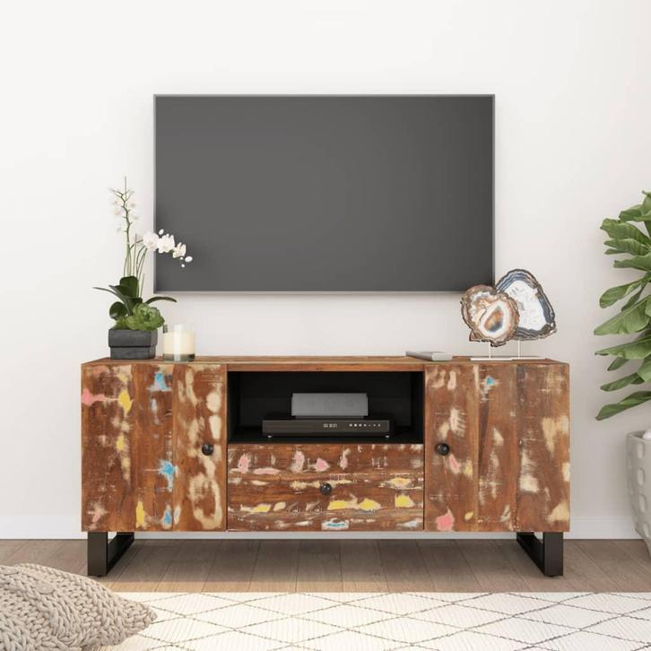 vidaXL Tv-meubel 105x33,5x46 cm massief hout gerecycled, Huis en Inrichting, Kasten |Televisiemeubels, Nieuw, Verzenden