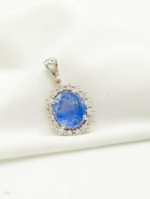 Hanger - 18 karaat Witgoud - 2.55ct. tw. Saffier - Diamant, Handtassen en Accessoires, Antieke sieraden
