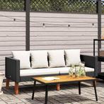 vidaXL Tuinbank 2-zits met kussens poly rattan zwart, Tuin en Terras, Verzenden, Nieuw