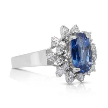 Ring - 14 karaat Witgoud - 2.50ct. tw. Saffier - Diamant, Handtassen en Accessoires, Ringen, Nieuw