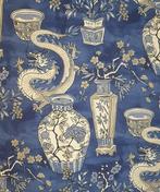 370x280cm!! Zeldzame Kyoto blauwe stof -Oosters Designl -, Antiek en Kunst, Antiek | Tapijten, Tafelkleden en Textiel