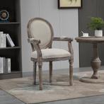 Eetkamerstoel - Retro Chic - Armleuning - Crème wit, Huis en Inrichting, Ophalen of Verzenden, Nieuw, Stof, Modern