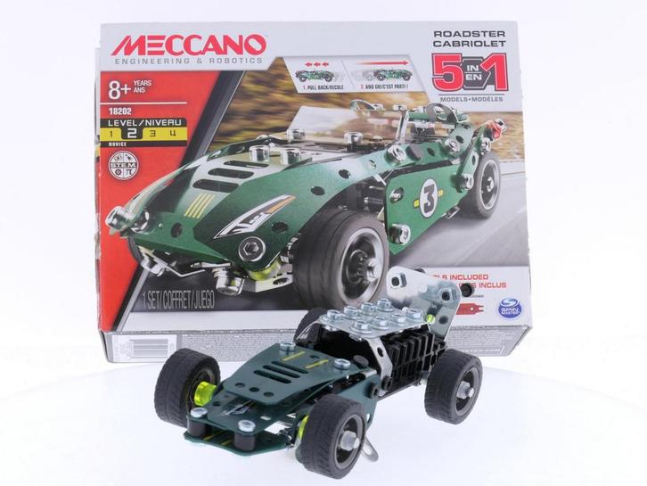 Meccano 18202 Roadster Cabriolet 5 in 1 met pullback moto..., Hobby en Vrije tijd, Modeltreinen | Overige schalen, Gebruikt, Analoog
