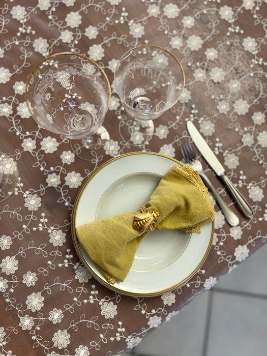Prezioso eetset van katoen en gehaakte tule - Tafelkleed -, Antiek en Kunst, Antiek | Tapijten, Tafelkleden en Textiel