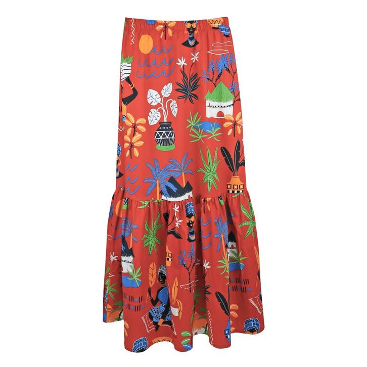 Verysimple • maxi rok Africa • XS (IT40), Kleding | Dames, Truien en Vesten, Bruin, Nieuw, Maat 42/44 (L), Verzenden