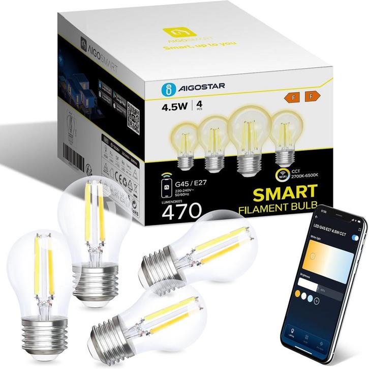 E27 LED lamp - Dimbaar - Filament lamp - 4,5W - 4 stuks - Ai, Huis en Inrichting, Lampen | Overige, Verzenden