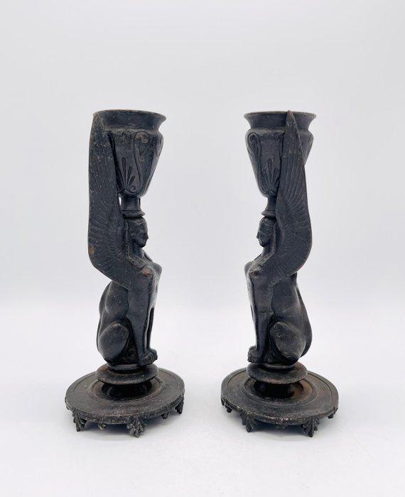Kaarsenhouder (2) - IJzer - Sphinx candlestick, Antiek en Kunst, Antiek | Overige Antiek