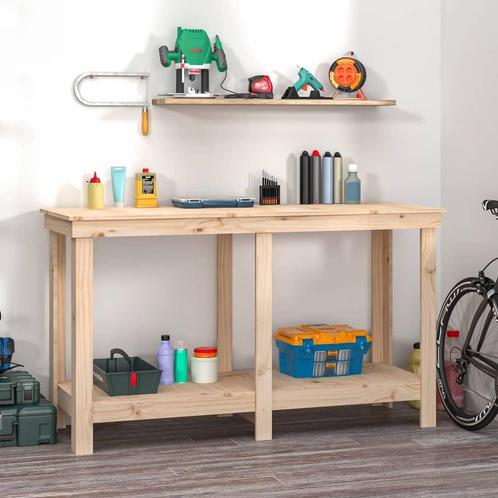 vidaXL Werkbank 140x50x80 cm massief grenenhout, Doe-het-zelf en Bouw, Werkbanken, Nieuw, Verzenden