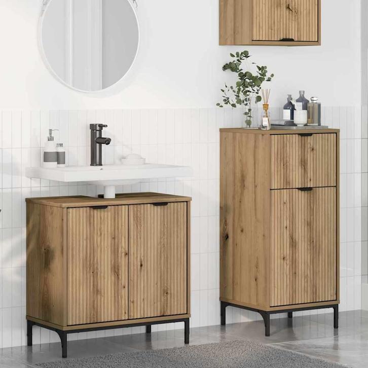 vidaXL Badkamermeubel Set met lade 2 pcs artisanaal, Huis en Inrichting, Badkamer | Badkamermeubels, Nieuw, Verzenden