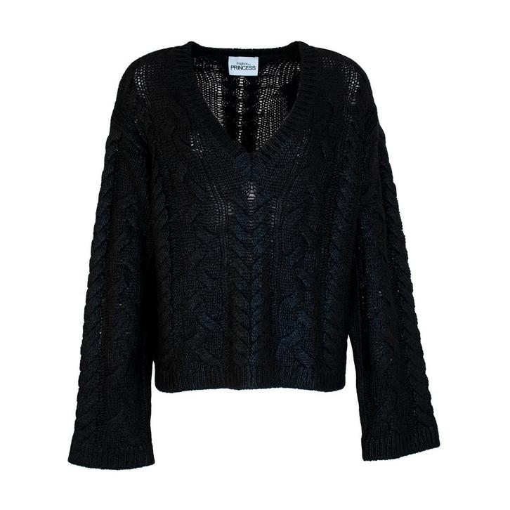 Frogbox • zwarte wollen kabeltrui • 38, Kleding | Dames, Truien en Vesten, Zwart, Nieuw, Maat 38/40 (M), Verzenden