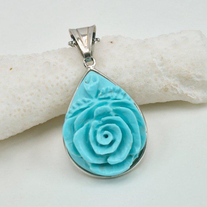 Turquoise - Zilver - Ketting met hanger - Natuurlijk turkse, Antiek en Kunst, Curiosa en Brocante