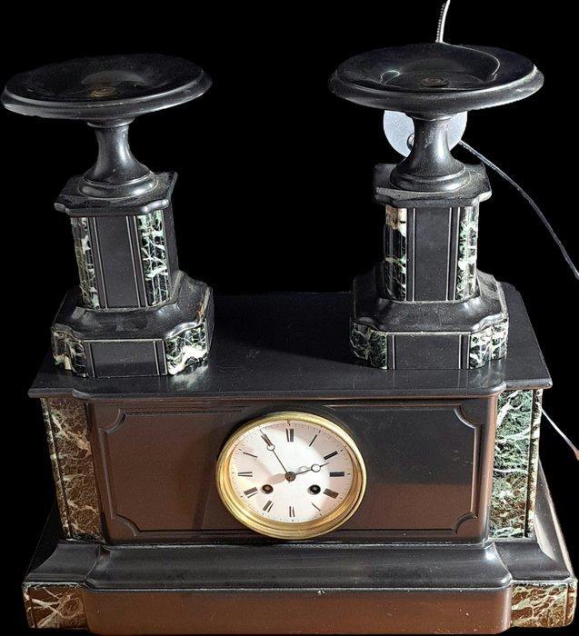 Pendule de cheminée - Marbre, Laiton - 1850-1900 - Pendule, Antiquités & Art, Antiquités | Horloges