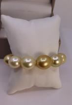 Armband Grote maat - Diep gouden Zuidzee-parels - 13×16 mm, Nieuw