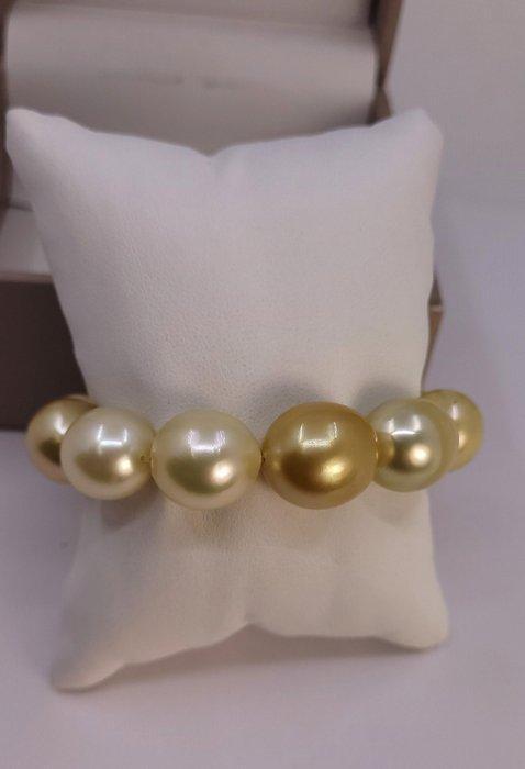 Armband Grote maat - Diep gouden Zuidzee-parels - 13×16 mm, Handtassen en Accessoires, Armbanden