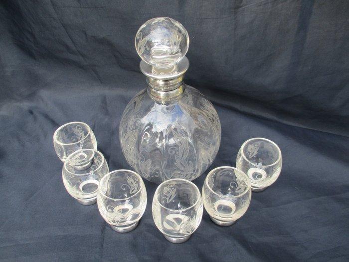 Bardiés Orfèvre, Paris - Décanteur (7) - Carafe + 6 gobelets, Antiek en Kunst, Kunst | Designobjecten
